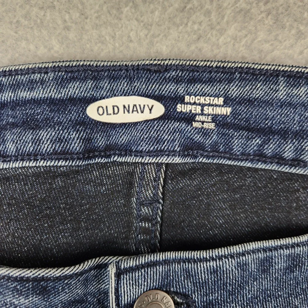 Old Navy Rockstar Super Skinny‎ Button Fly Ankle Jeans Raw Hem Blue Womens 18